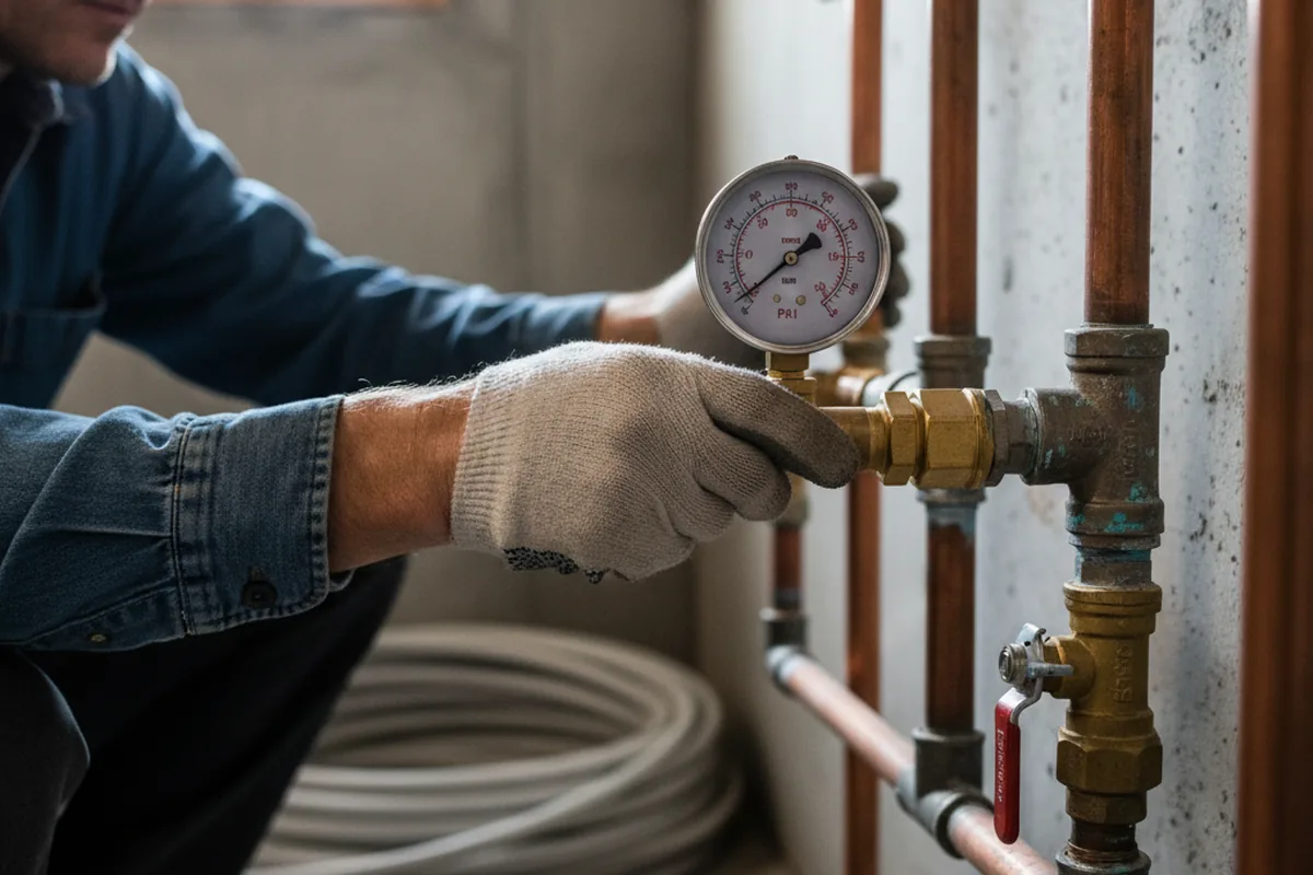 Pressure testing a repaired line during Water Line Repair in Charleston